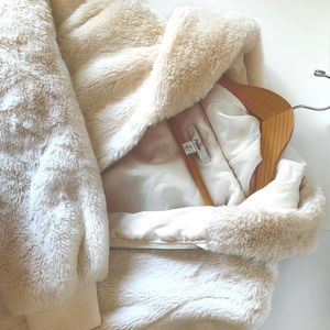 Cream Faux Fur Cropped Jacket